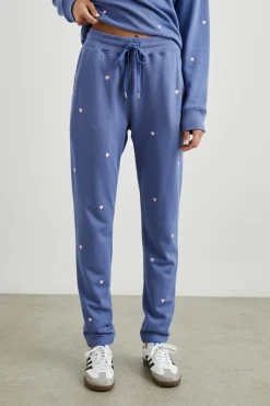 KINGSTON SWEATPANT - PINK PERIWINKLE HEARTS EMBROIDERY|Rails Sale