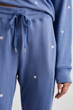KINGSTON SWEATPANT - PINK PERIWINKLE HEARTS EMBROIDERY|Rails Sale