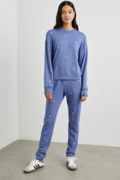 KINGSTON SWEATPANT - PINK PERIWINKLE HEARTS EMBROIDERY|Rails Sale