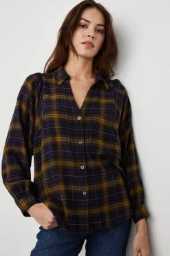 LAUREN SHIRT - NAVY HAZELNUT PINK|Rails Cheap