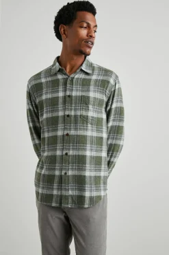 LENNOX SHIRT - GREEN HOLLOW GREY MELANGE|Rails Best