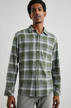 LENNOX SHIRT - GREEN HOLLOW GREY MELANGE|Rails Best