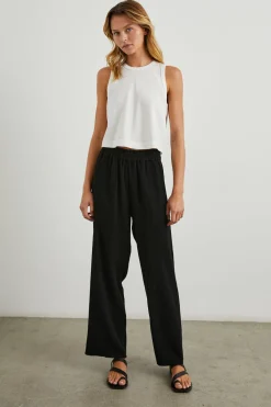 LEON CROP PANT - BLACK GAUZE|Rails Online