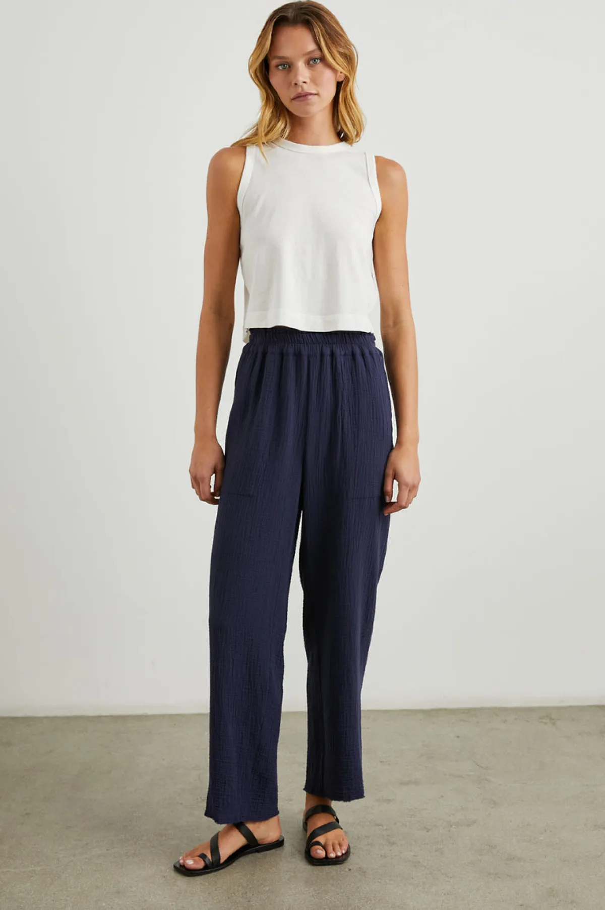 LEON CROP PANT - NAVY|Rails New