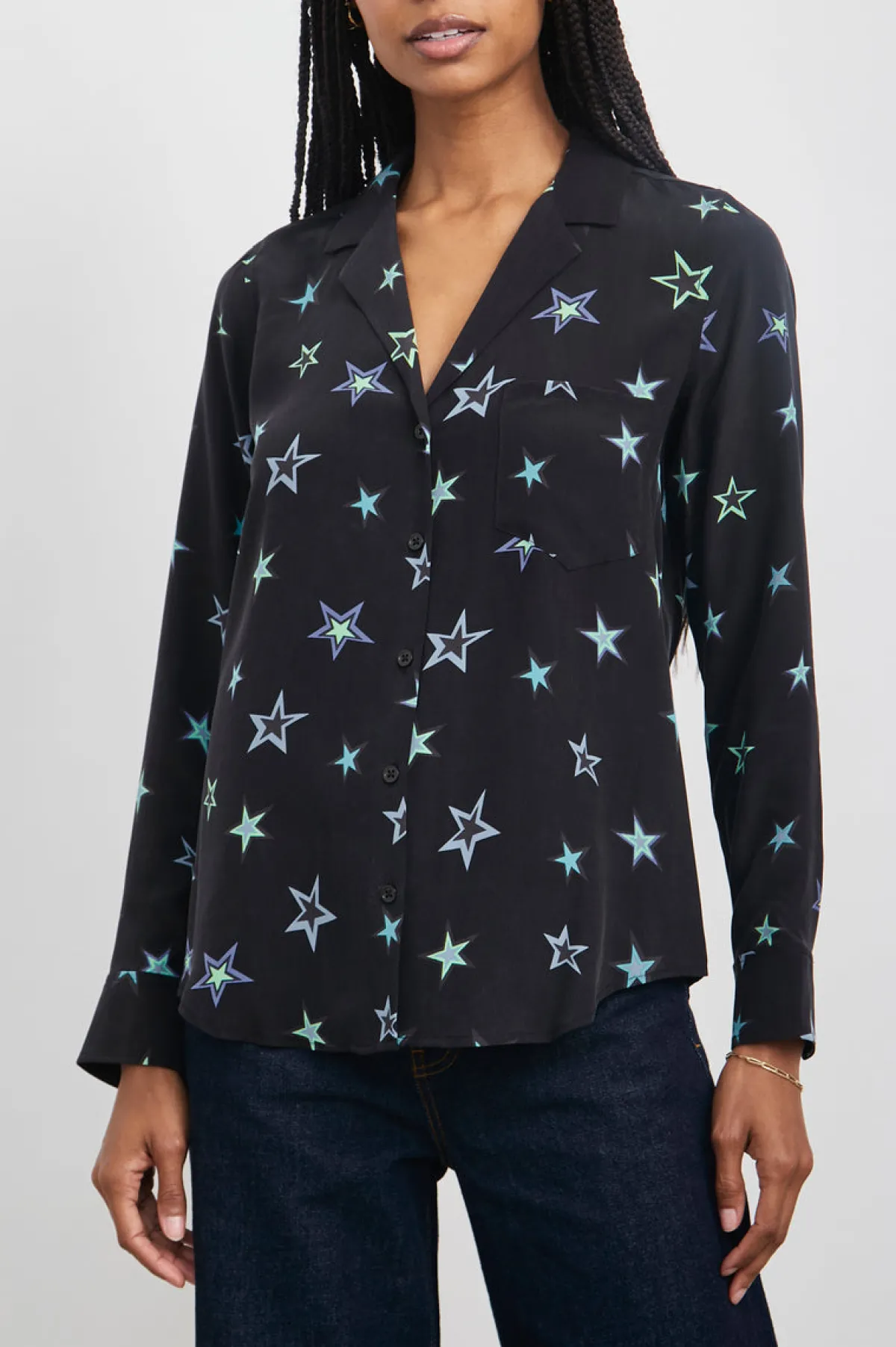 REBEL SHIRT - BLACK COSMIC STARS|Rails Shop