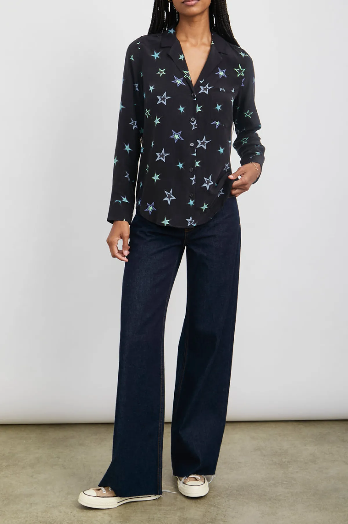 REBEL SHIRT - BLACK COSMIC STARS|Rails Shop