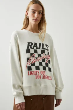 RELAXED CREW SWEATSHIRT - IVORY RACING|Rails Hot