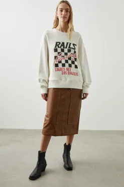 RELAXED CREW SWEATSHIRT - IVORY RACING|Rails Hot