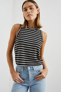 THE BOXY TANK - BLACK IVORY STRIPE|Rails Cheap