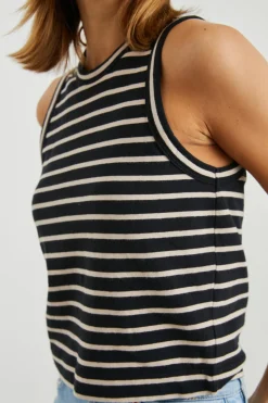 THE BOXY TANK - BLACK IVORY STRIPE|Rails Cheap