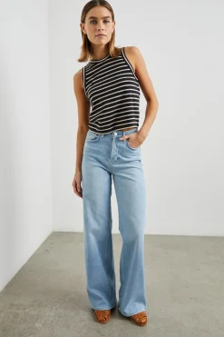 THE BOXY TANK - BLACK IVORY STRIPE|Rails Cheap