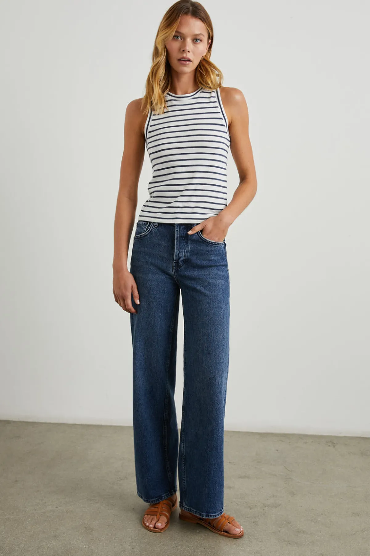 THE RACER TANK - SAILOR STRIPE NAVY|Rails Online