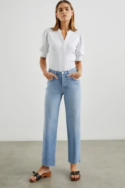 TOPANGA CROP STRAIGHT - BLUE MIST STEP HEM|Rails Store