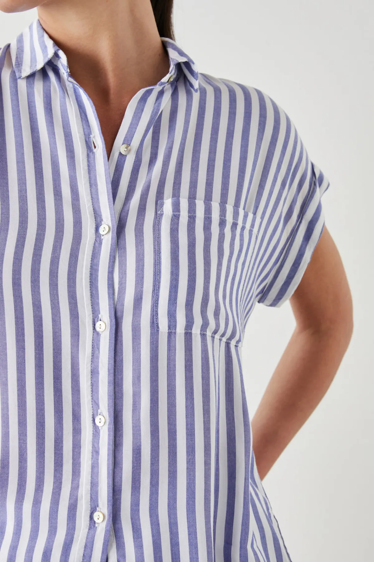 WHITNEY SHIRT - BLUE WHITE STRIPE|Rails Shop