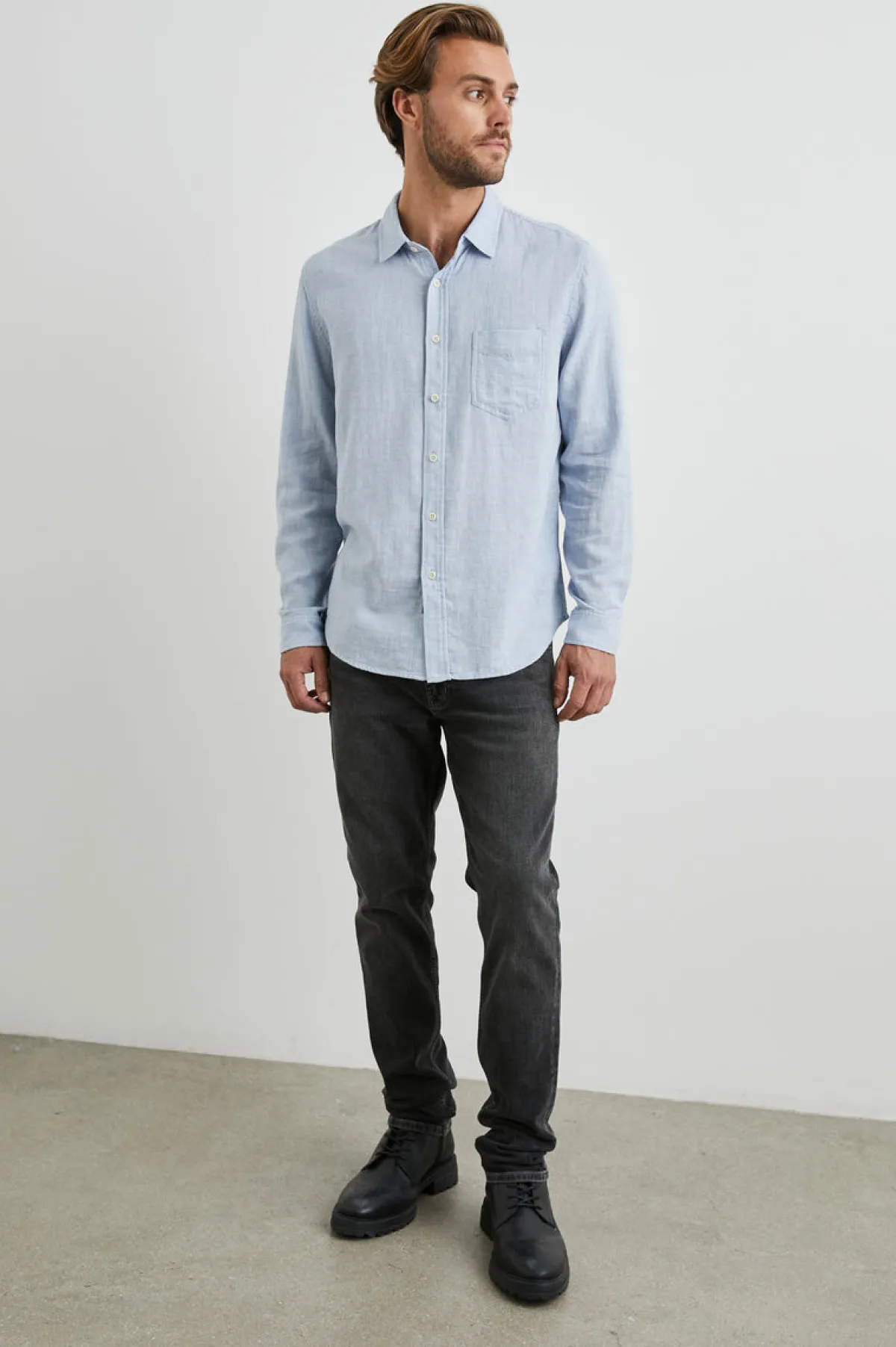 WYATT SHIRT - BLUE MELANGE|Rails New