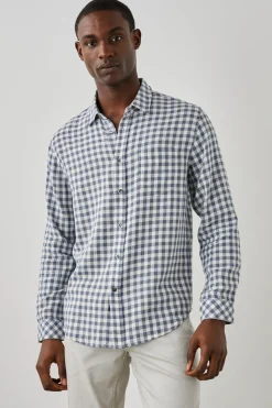 WYATT SHIRT - NAVY GINGHAM MELANGE|Rails Flash Sale