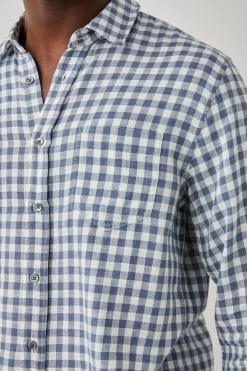 WYATT SHIRT - NAVY GINGHAM MELANGE|Rails Flash Sale