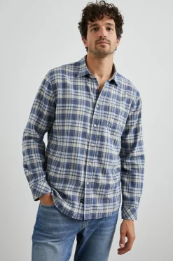 WYATT SHIRT - NAVY SORGHUM OXFORD|Rails Clearance