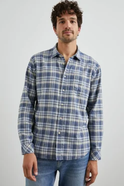 WYATT SHIRT - NAVY SORGHUM OXFORD|Rails Clearance
