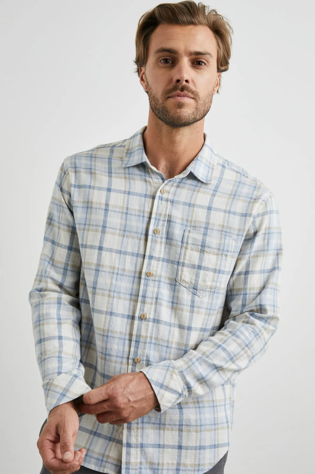 WYATT SHIRT - OAT DENIM HEATHER|Rails Shop